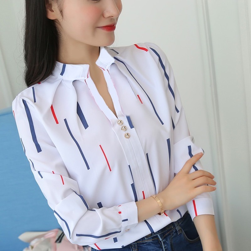 Blusa Camisa Cuadros Formal Oficina Moda Mujer Manga Larga