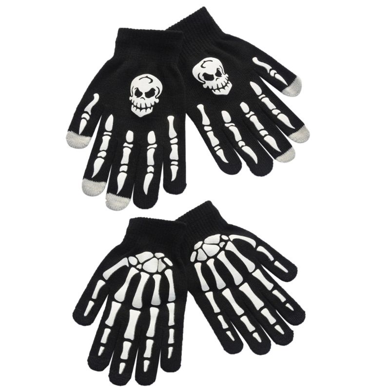 Guantes De Esqueleto Para Halloween – Manga Larga Y Dedo Completo En Negro – Cosplay Y Disfraces Para Fiestas Temáticas – Tela Elástica Y Cómoda