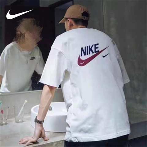 nike original autentico cuello redondo de manga corta camiseta de los hombres de doble gancho de impresion casual de gran tamano pareja de media manga camisa Shopee Colombia