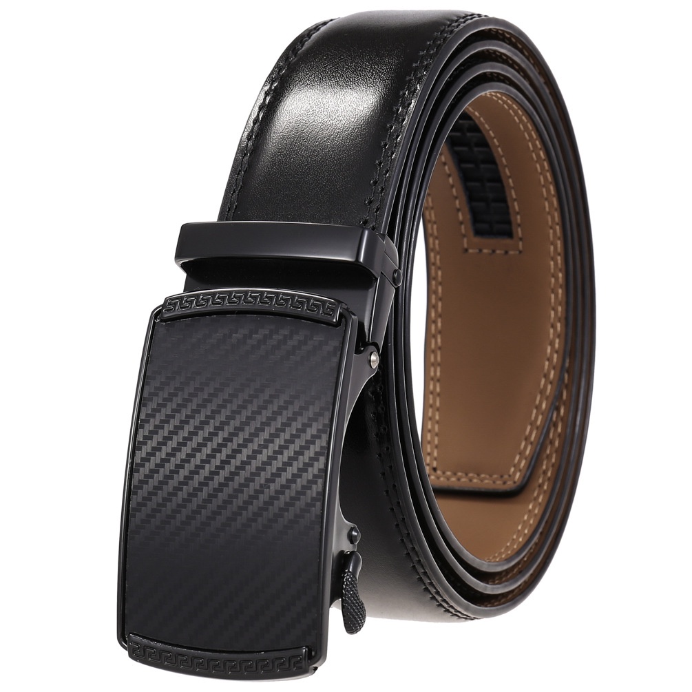 Diseñador Automático Hebillas Cinturones para hombre Trinquete negro  Cintura de cuero genuino para h YONGSHENG