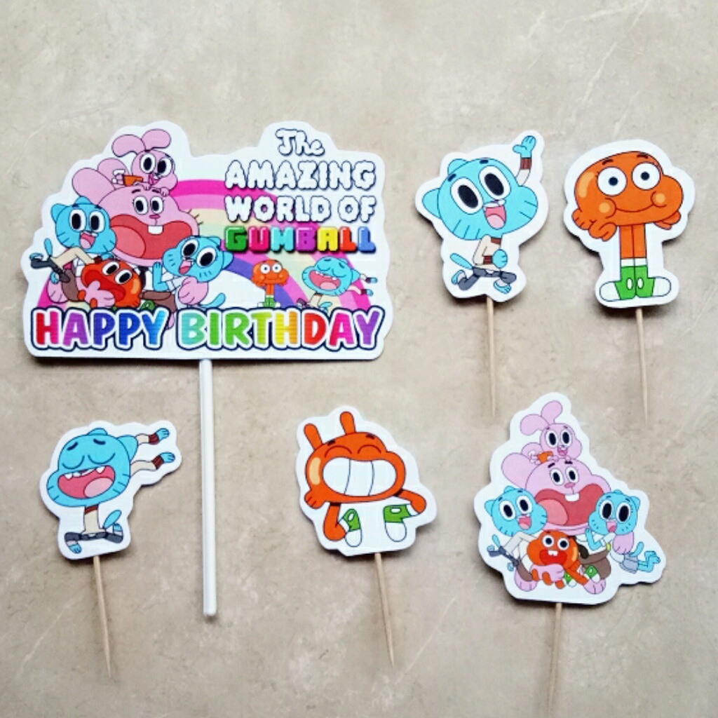 topper cake Feliz Cumpleaños Personaje El Increíble Mundo De Gumball |  Shopee Colombia