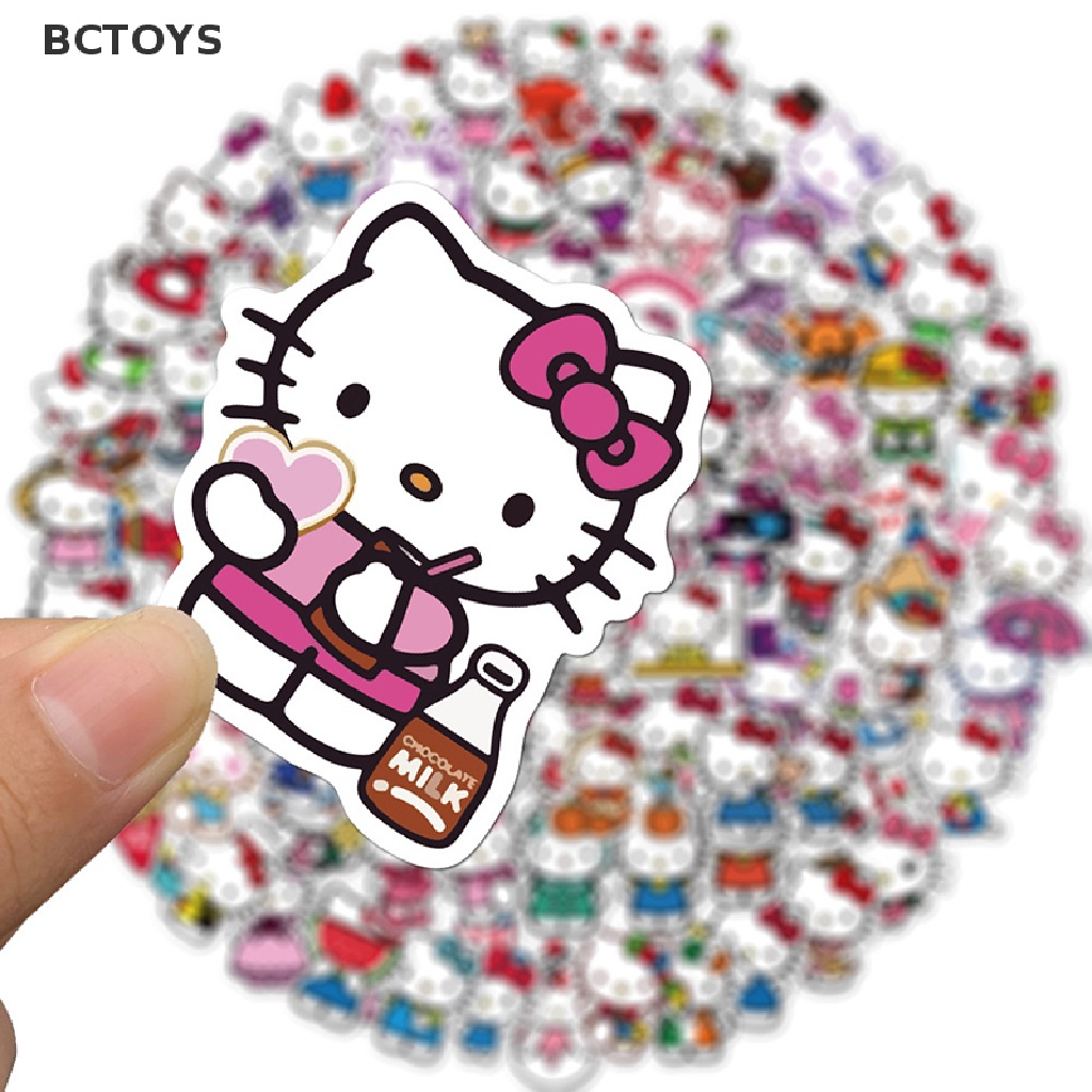 BCTOYS 100pcs Cute Hello Kitty Sticker Laptop Skateboard Water Cup PVC Kids  Stickers .