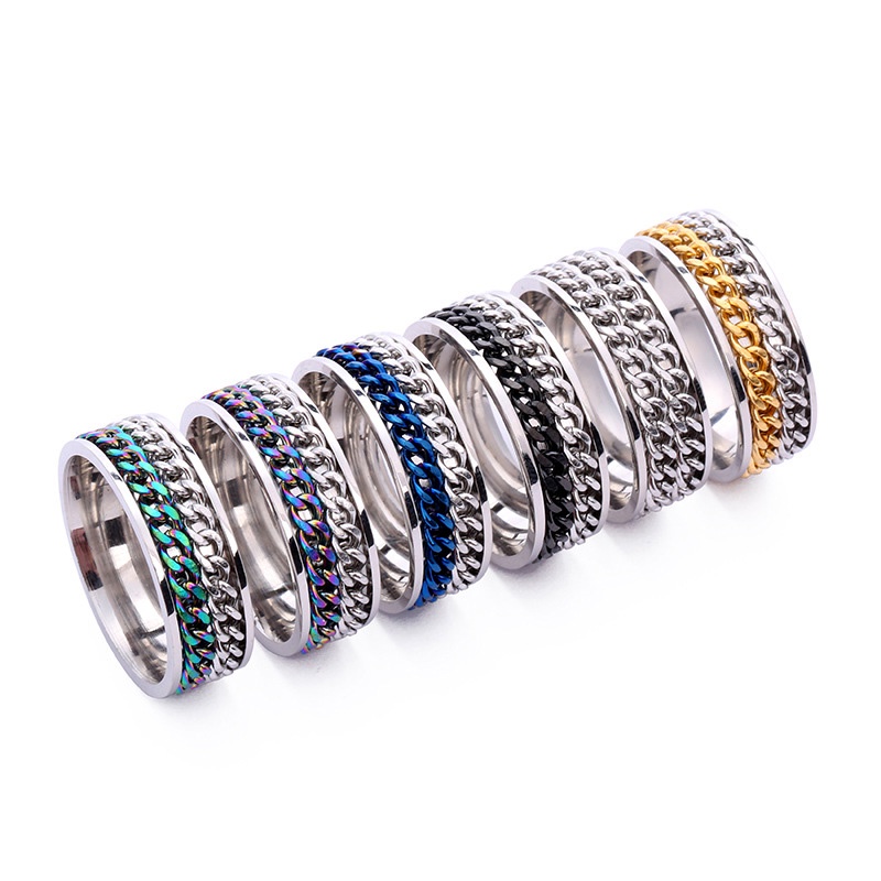 Set De 4 Anillos De Ansiedad De Acero Titanio – Cuentas Giratorias Ajustables, Antiestrés Para Mujeres Y Hombres