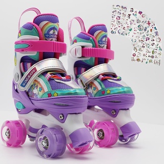 SULIFEEL Patines en línea de unicornio arcoíris para niñas y niños, 4  tamaños, ajustables, con ruedas iluminadas, para niños principiantes