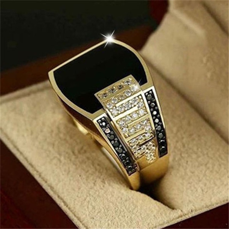 Anillo de hombre de oro con piedra negra new arrivals