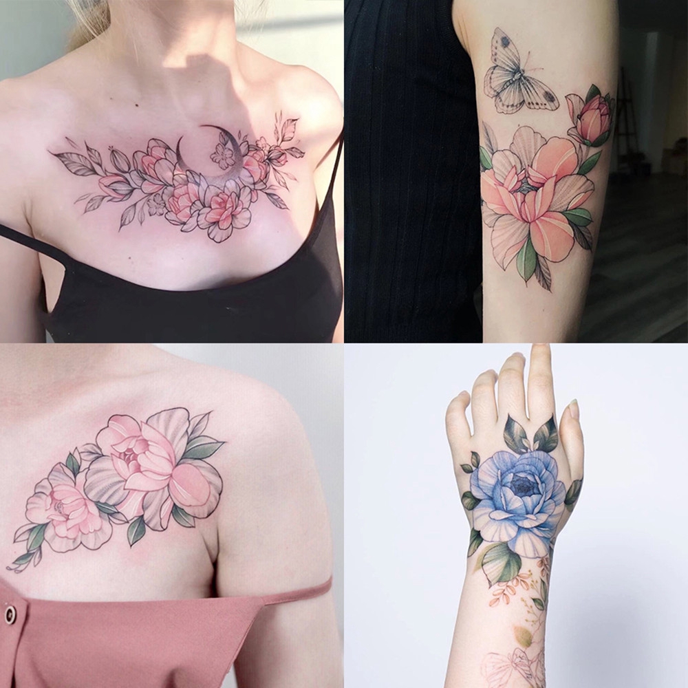 9pcs Hermoso Color Pecho Y Hombro Tatuaje Flor Pegatinas Impermeable  Femenino Durable Simulación Lindo Coreano Japonés Clavícula | Shopee  Colombia