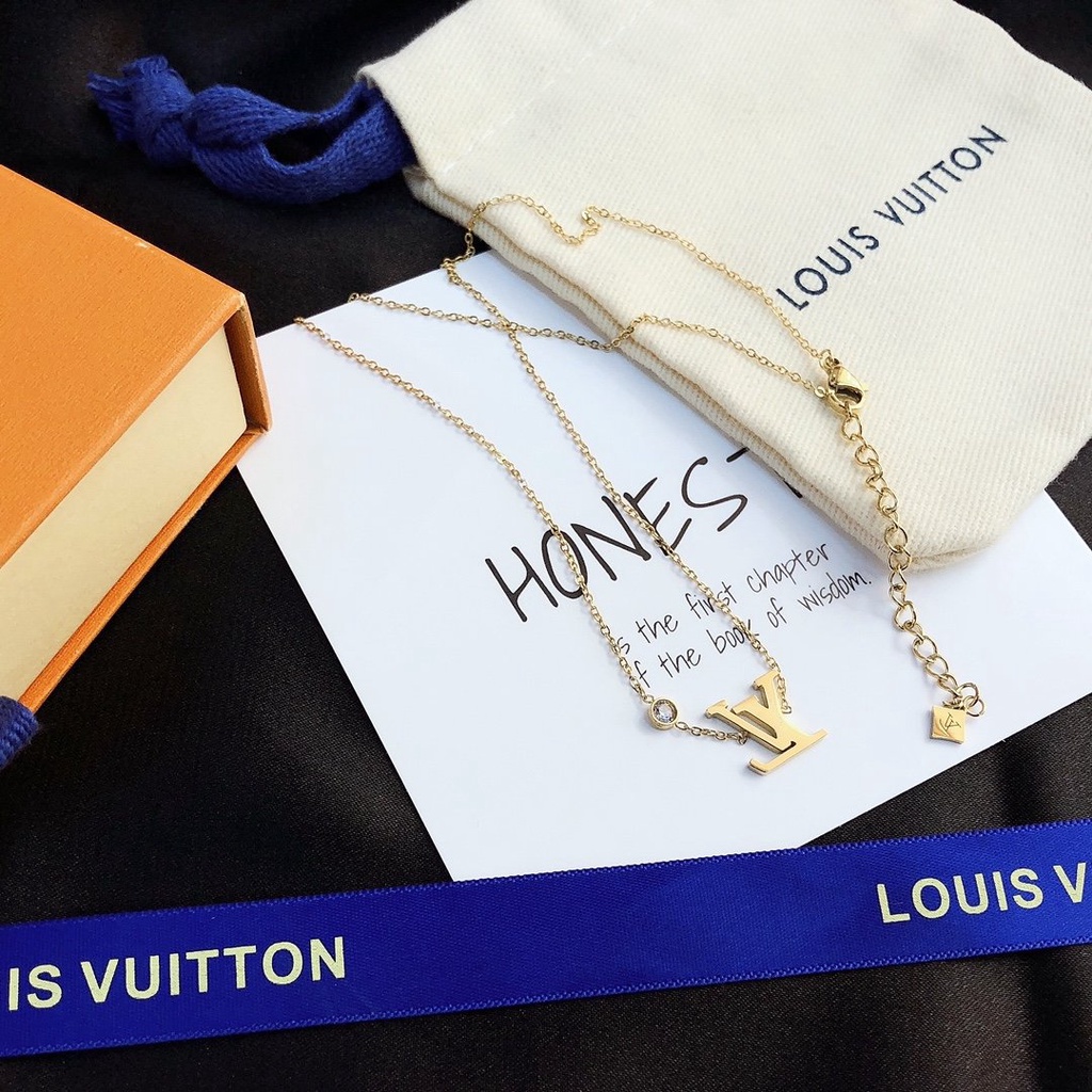 Louis Vuitton Collar De Moda Patrón Accesorios Coreano Simple LV Letra  Cadenas Gargantilla Delicada Colgante Joyería
