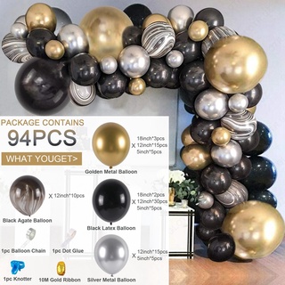 121pcs Globos negros dorados Kit de guirnalda de arco para la decoración de  la fiesta de Navidad