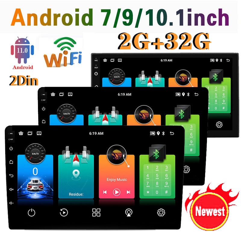 Radio de coche estéreo con pantalla táctil Android 11 de doble DIN de 7  pulgadas con Bluetooth, navegación GPS, WiFi, enlace espejo, radio