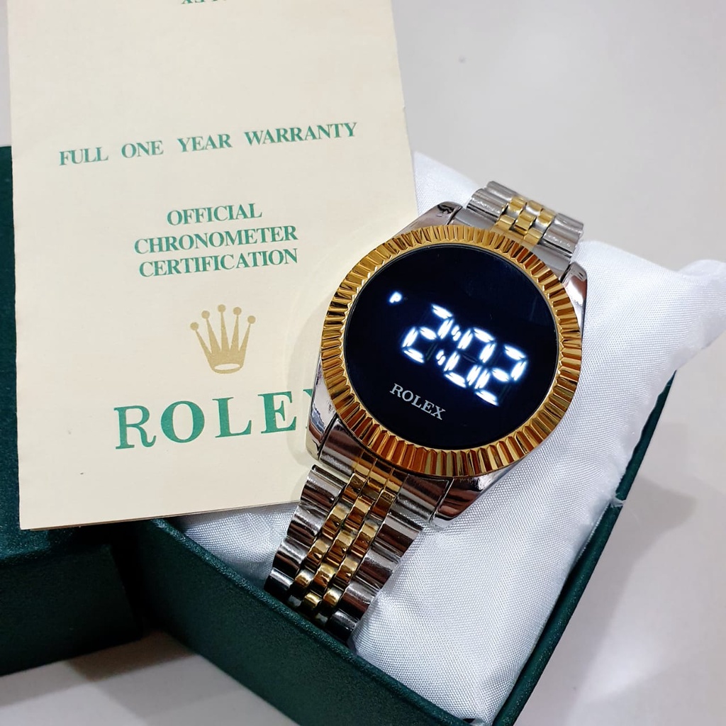 Rolex relojes digitales Date Moon moda activa hombres y mujeres cadena Anti Rust relojes Unisex