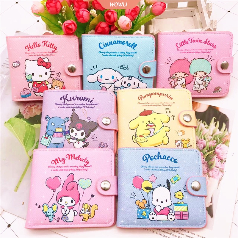 Cartera Sanrio Para Mujer Hello Kitty Kuromi Kawaii Corta Moda PU