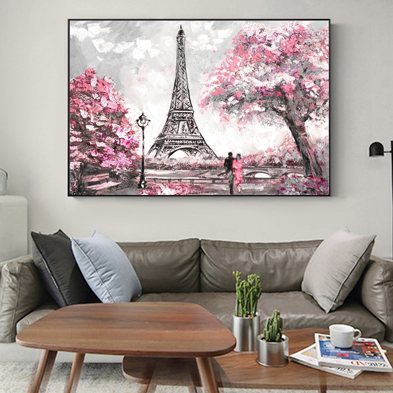 Comprar Cuadros en lienzo con vista de la calle de París para sala de  estar, carteles e impresiones modernos de la torre de París, imágenes de  pared para decoración del hogar