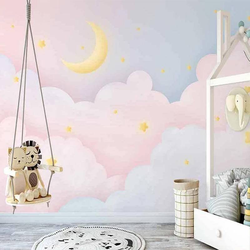 Oedim Papel Pintado Infantil para Pared Nubes y Luna, Mural, Papel  Pintado Infantil, 350 x 250 cm
