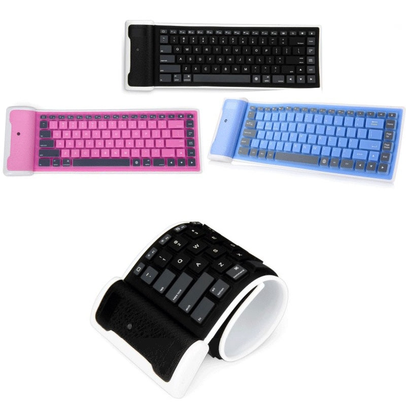 Mini teclado Bluetooth plegable, teclado inalámbrico portátil de tamaño  completo (sincronización hasta 3 dispositivos), teclado plegable de viaje