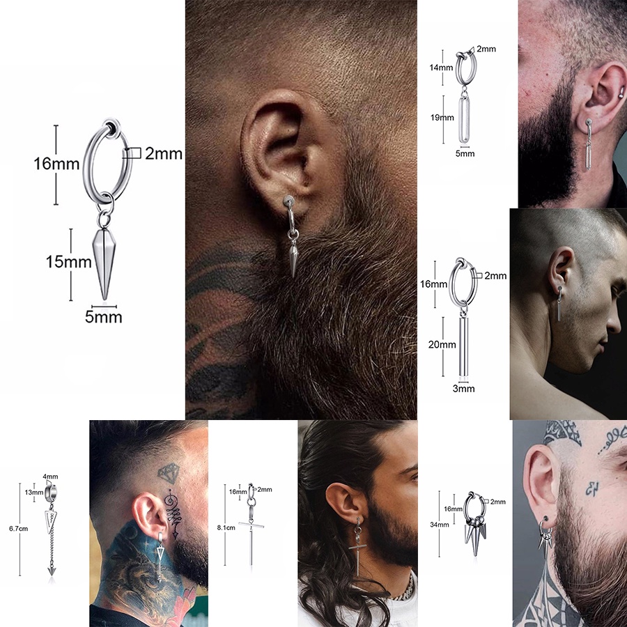 piercing De Cruz De Acero Inoxidable Largo Para Hombres clip De Oreja  Accesorios Hip Hop punk | Shopee Colombia