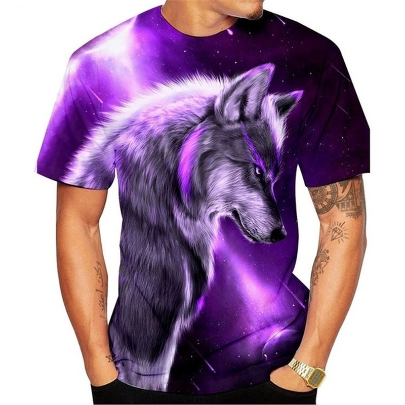 Hombres/Mujeres Verano 3D Camisetas Lobo Impreso Personalidad Cool Impresión Gráfica Top Unisex Manga Corta T Shirt I.615708414
