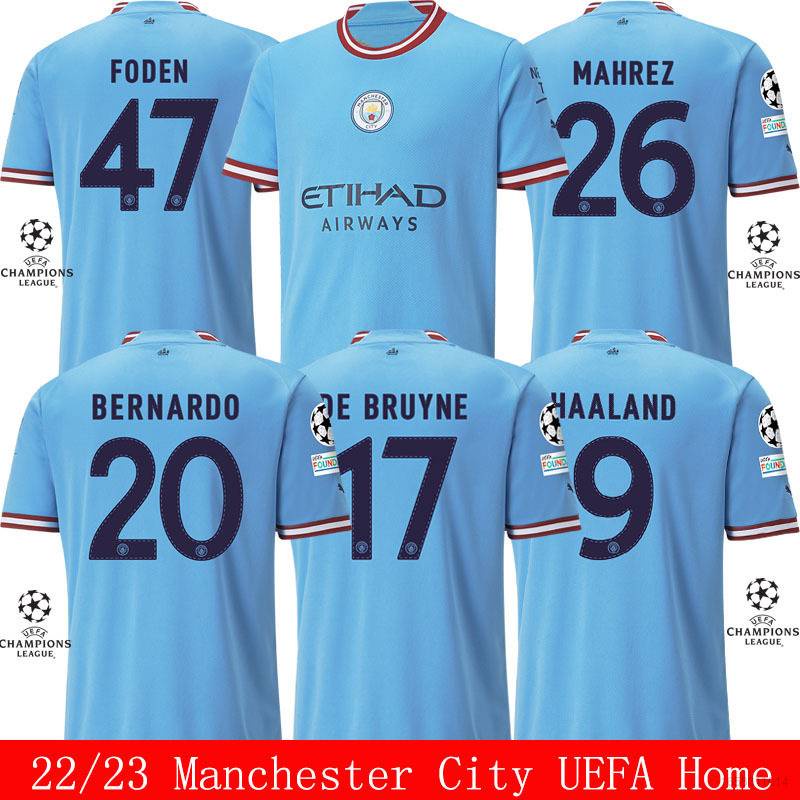 FTB 2022-2023 Manchester City Camiseta De Fútbol En Casa UEFA De Bruyne  Foden Mahrez Bernardo Haaland Unisex Talla Grande a