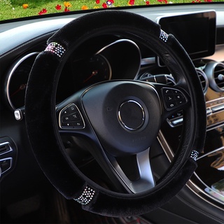 Cubierta de volante de diamante para coche, accesorio de cristal brillante,  actualización Universal, rojo, 15 ''/37-38cm