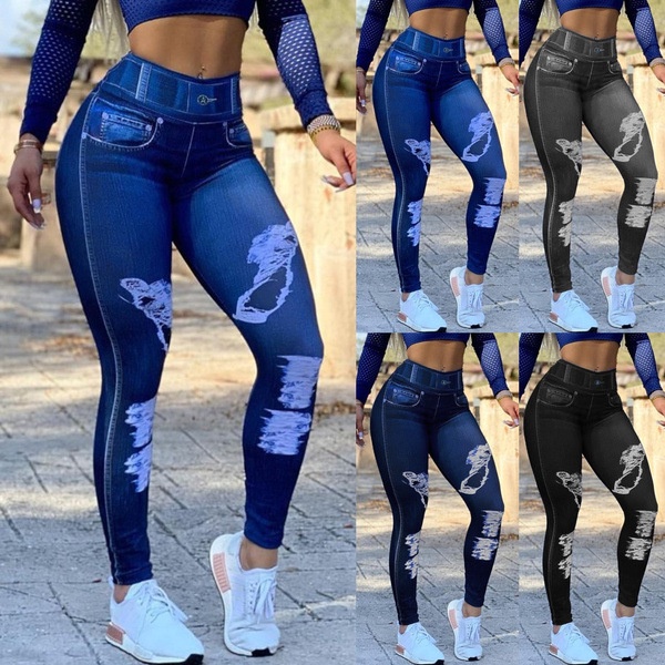 HEET Marrón Jeans Moda Mujeres Cintura Alta Estiramiento Ancho Pierna Pantalones  Mujer Casual Cómodo Denim Mamá Lavado