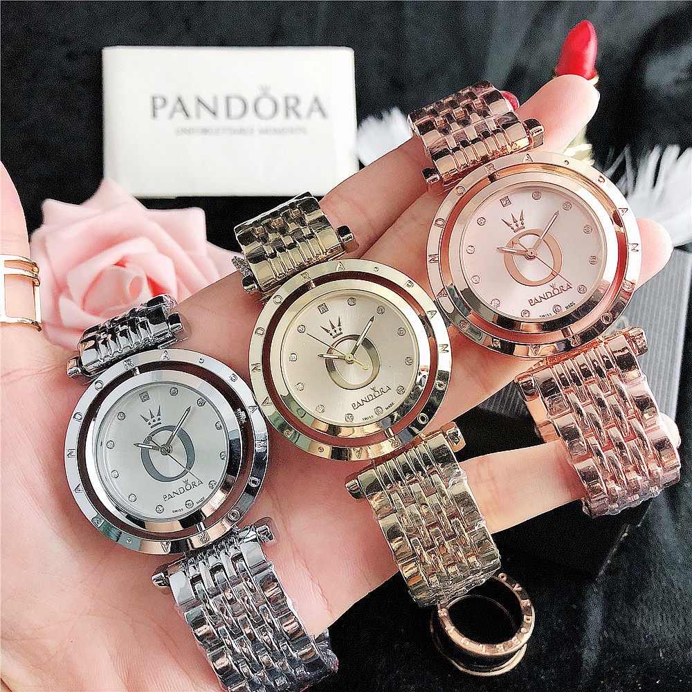 Pandora Reloj De Las Mujeres De Lujo Diamante Cuarzo Con Esfera Giratoria Y Alta Calidad De Acero Inoxidable Banda De Moda Regalo Para Nina Con Caja