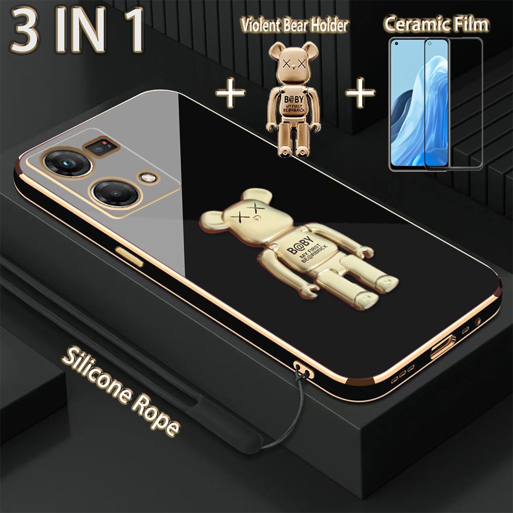 3 En 1 Para OPPO Reno 7 4G Funda Galvanizada Con Borde Recto Con ...