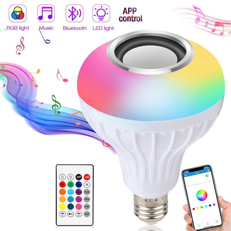 Lámpara Inteligente RGBW Música Bombilla Led Bluetooth Controlado