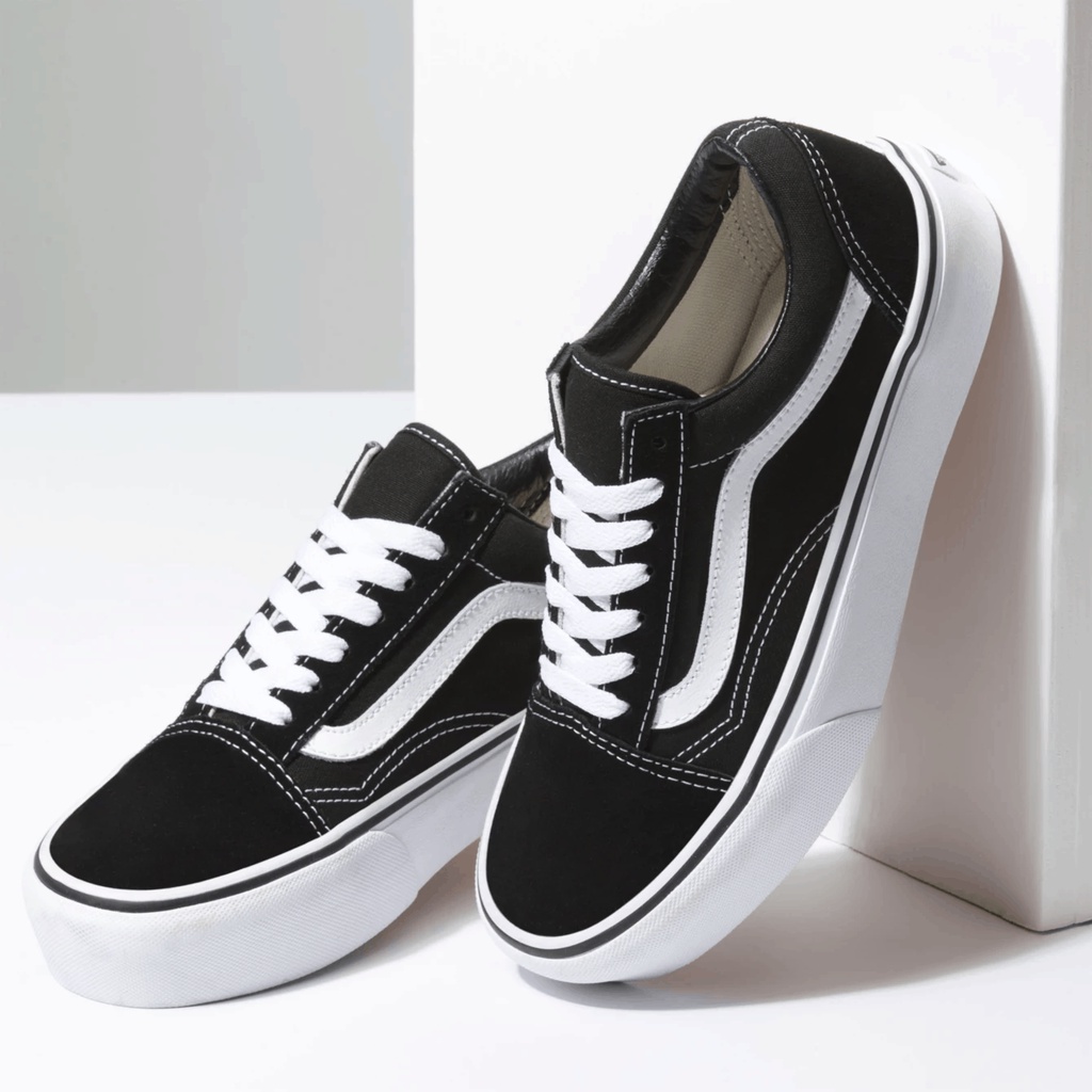 Viejo Skool cl sico Premium Mono negro blanco liso Vans zapatilla