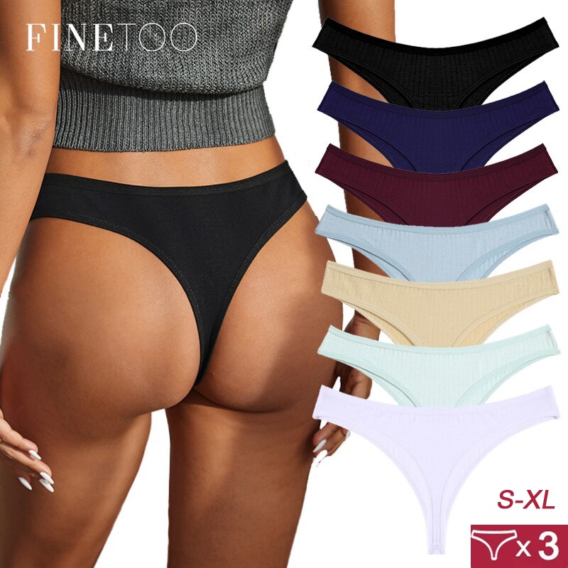 FINETOO 3 Unids set Mujeres Tangas De Algodon Suave T back Calzoncillos S XL Ropa Interior De Las Senoras Bragas De Cintura Baja Shopee Colombia