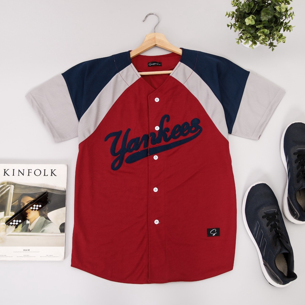 Camiseta de béisbol Navy White yankees hombre y mujer