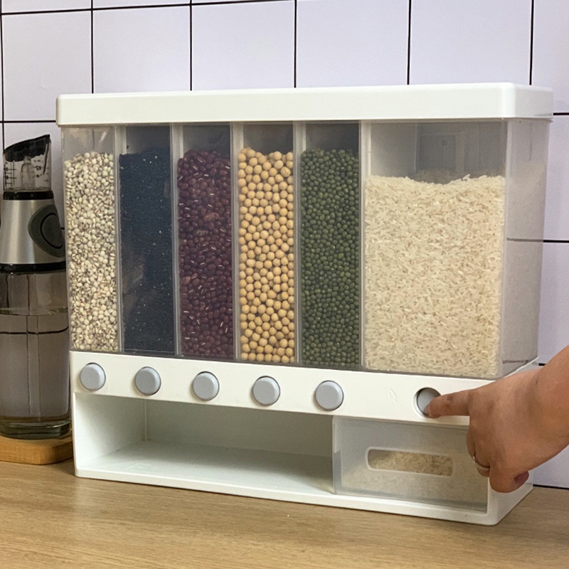 automático de plástico dispensador de cereales caja de almacenamiento de  alimentos tanque de arroz contenedor organizador de granos latas de  almacenamiento de cocina herramienta de almacenamiento de alimentos |  Shopee Colombia