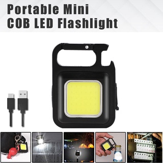 Mini linterna LED de trabajo COB portátil, llaveros de bolsillo, recargable  USB