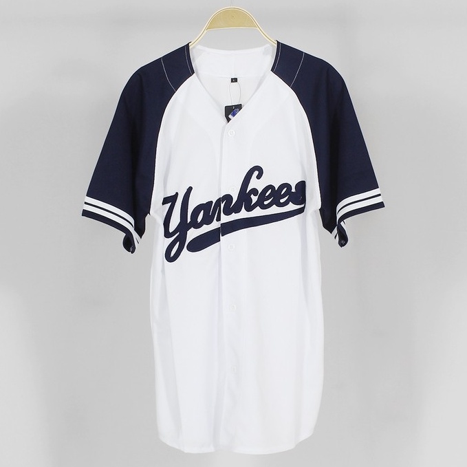 Camiseta de béisbol Navy White yankees hombre y mujer