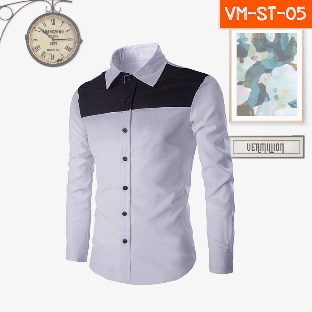 Camisa Negra Con Rayas Blancas Para Hombre