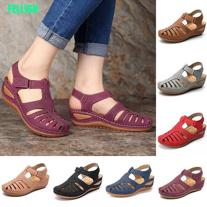 Deseo Necesario consola Fel) sandalias De rayas para mujer/zapatos De verano con dedos cerrados  cómodos | Shopee Colombia