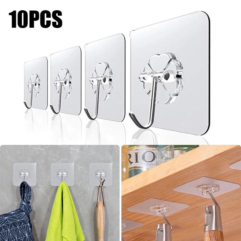 Ganchos de pared transparentes, gancho de pared multiusos, resistente,  adhesivo, colgadores de puerta, estante de carga, fuerte, baño, cocina