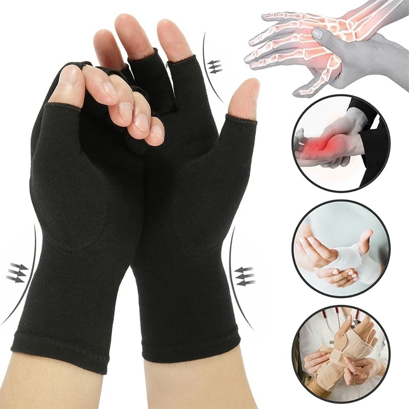 2 pares de guantes de compresión para artritis, guantes de compresión para  artritis para mujeres y hombres, guantes antideslizantes con puntos de