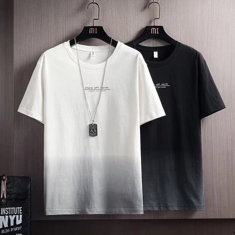 Cod M XXXL Verano De Manga Corta Camiseta Para Hombres Americano Estilo Calle Degradado Camisa De Gran Tama o Ins Moda Suelta Tops M s El Masculino