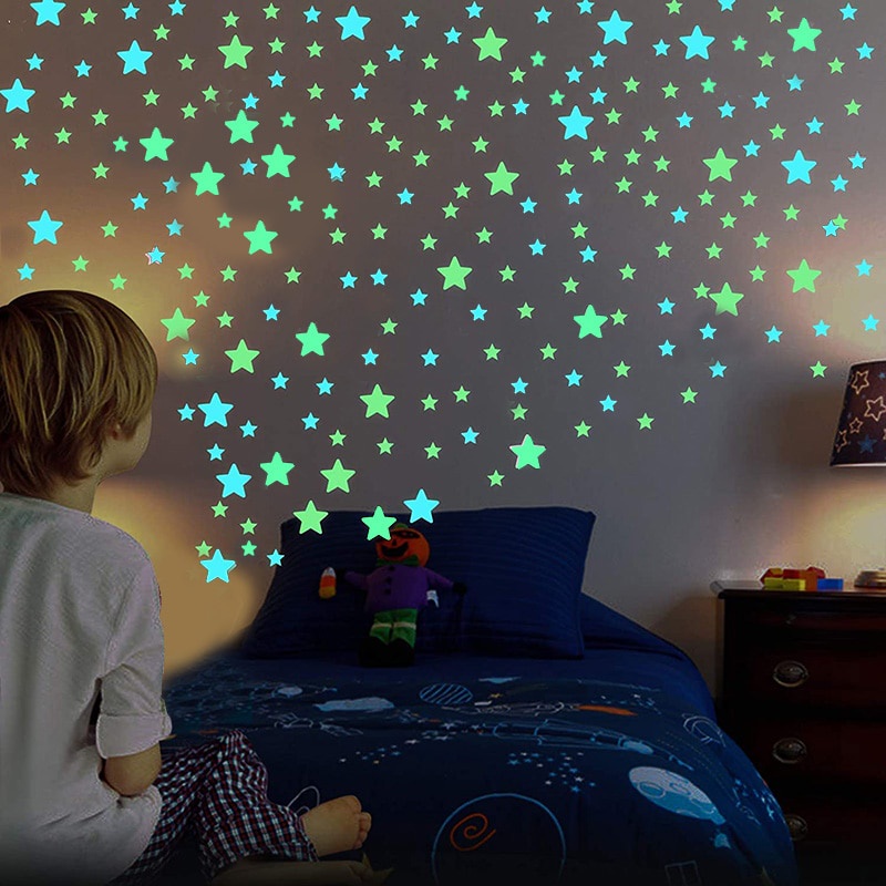 Pegatinas fluorescentes en forma de estrella para techo/pared/ventana,  estrellas luminosas para decoración nocturna para habitación y hogar (100