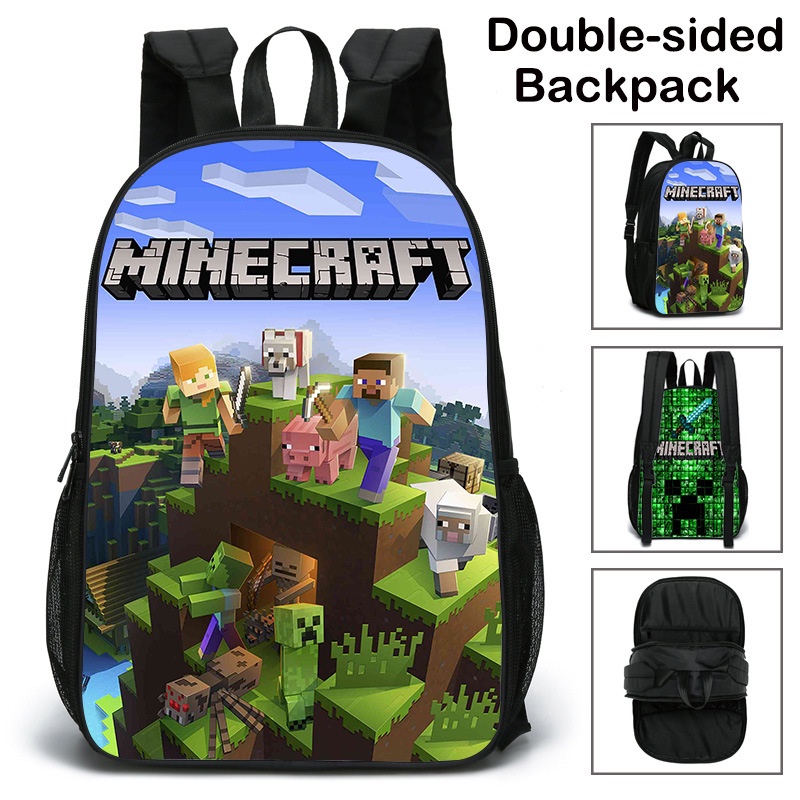 Mochila Minecraft De Doble Cara Impresa Bolsa Escolar De 16 Pulgadas/17  Personalizada