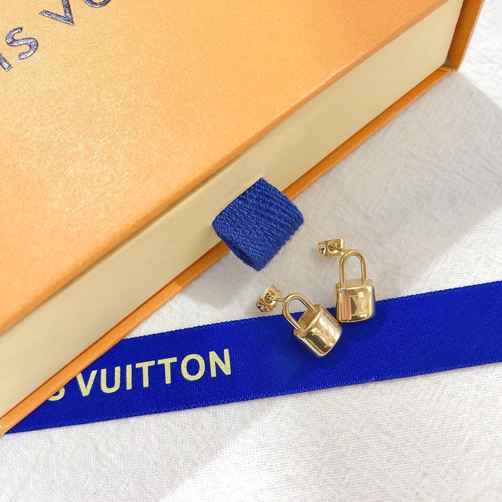 Pendientes LV De Acero De Titanio Con Letras Logo Louis Vuitton Aretes De  Aro Joyería Para Mujer