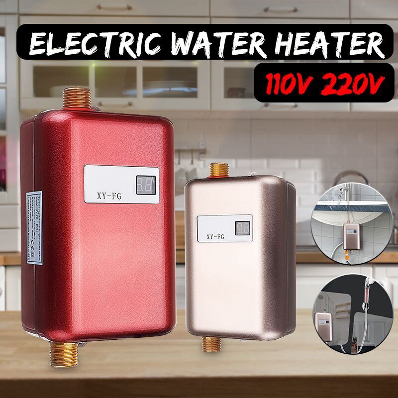 Calentador de agua eléctrico sin tanque, 220 V, 3800 W, mini calentador de  agua caliente instantáneo con pantalla LCD para ducha, baño, cocina