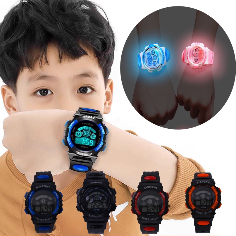 Reloj infantil LED multifuncional e impermeable, regalos para niños