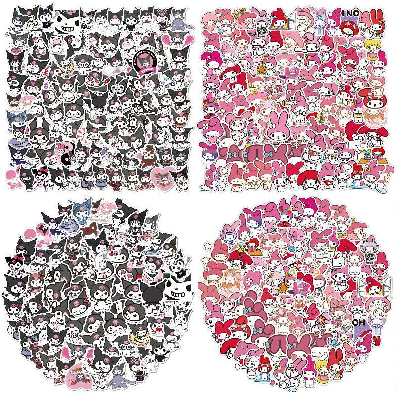 100pcs Sanrio Pegatinas Hello Kitty Kuromi Mi Melodía Lindo Para Niñas  Laptop Piel Kawaii Calcomanía
