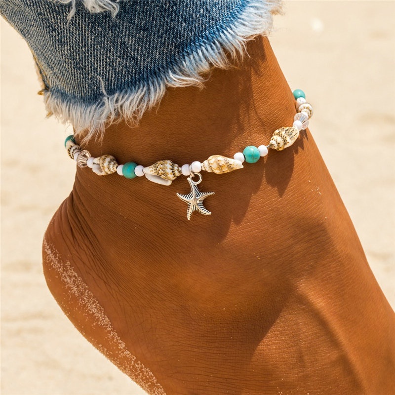 regular apasionado Nueve Nueva concha cuentas de estrella de mar tobilleras para las mujeres playa  tobillera pulsera hecha a mano bohemio pie cadena Boho joyería sandalias  regalo | Shopee Colombia
