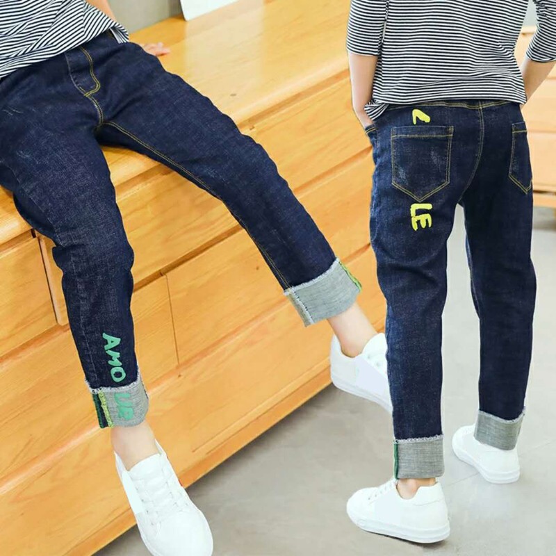 Niños Ropa De Jeans Slim Pantalones Rectos Niño Moda Bebé Denim Largos  5-12años