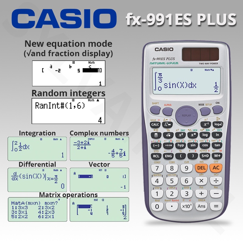 Casio FX-991ES PLUS Junior High School Estudiantes Calculadora Función  Científica Prueba Ordenador