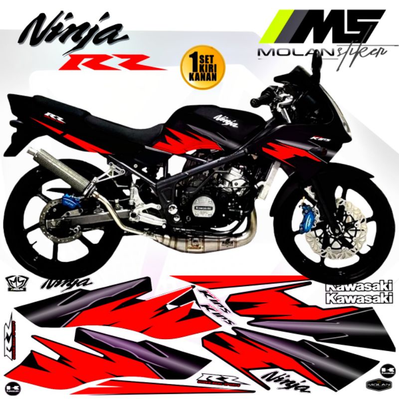 Calcomanía De MERAH , Variación De Rayas , Ninja Rr Antiguo 150 2Tak ...