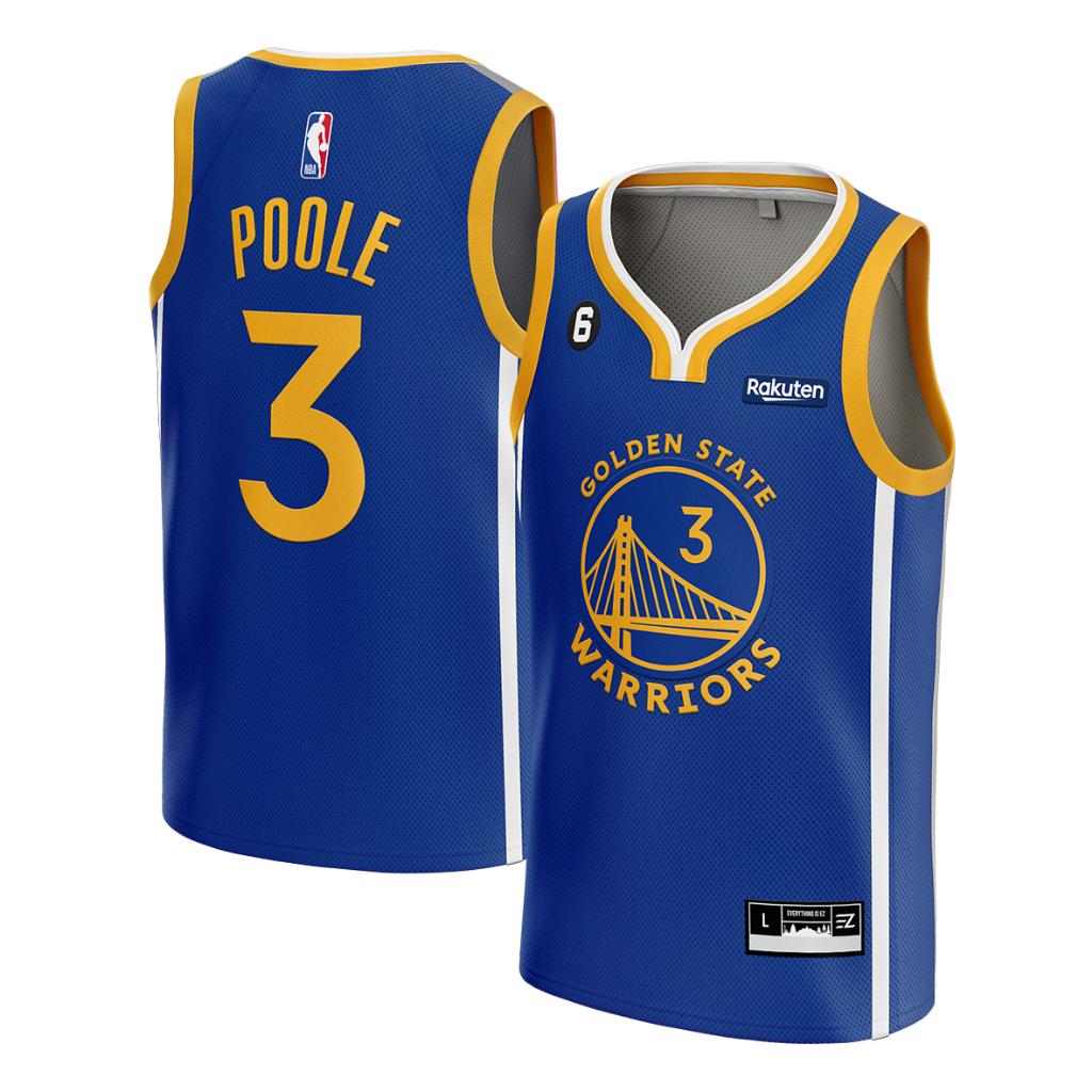NBA Camiseta Jordan Poole GSW Warriors 3 Azul Swingman Baloncesto Disfraz