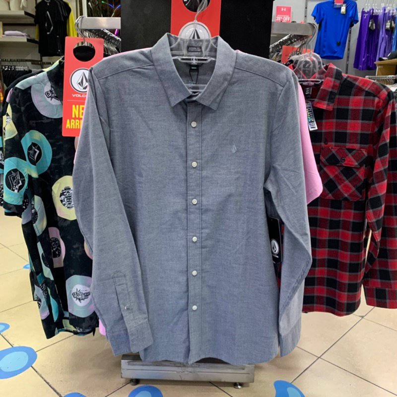 KEMEJA Volcom MLH Camisa Oxford Gris Negra Shopee Colombia