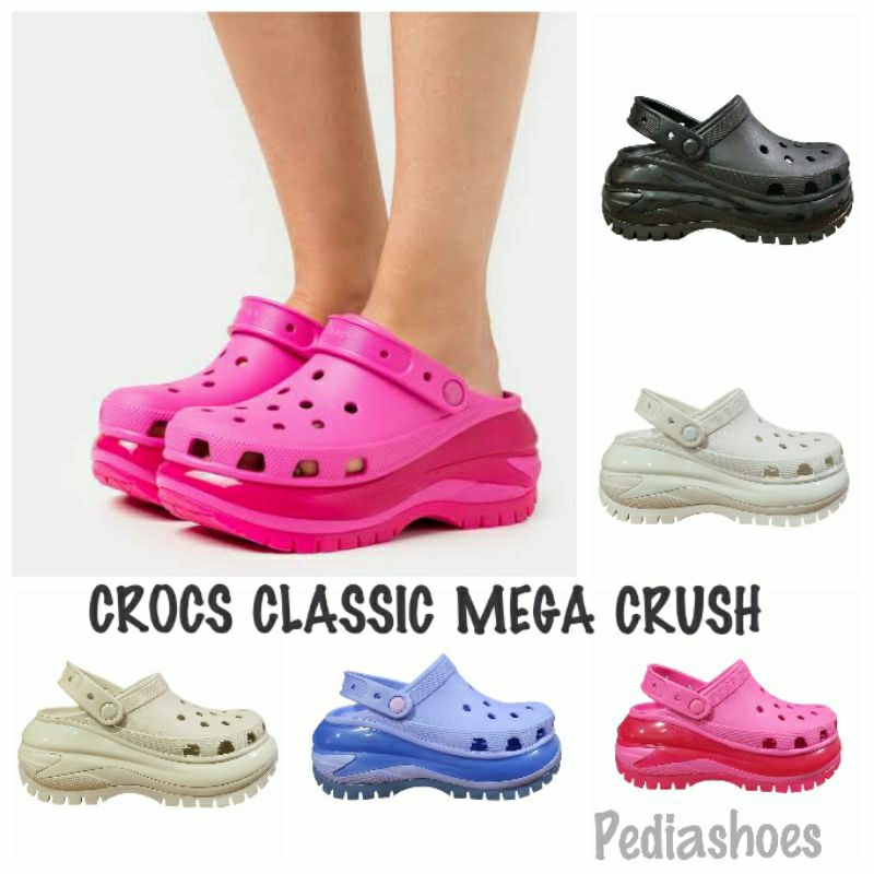 Crocs Mujer Classic Mega Crush Clog Zuecos Rosado